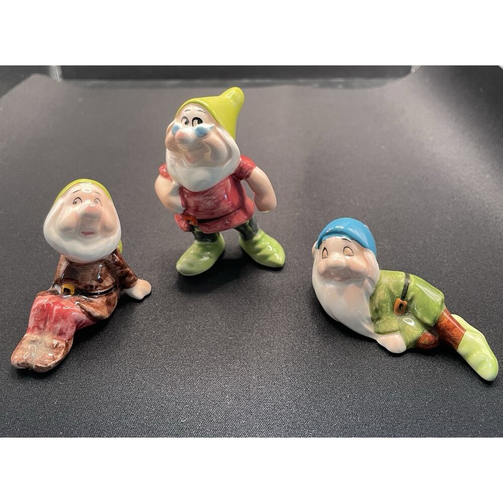 Vintage Sneezy Doc & Sleepy Ceramic Set 3. Snow White & Seven Dwarfs Made Japan.